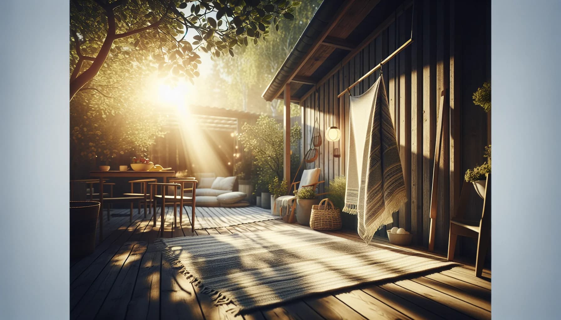 Utematta som hänger på räcke för torkning efter tvätt