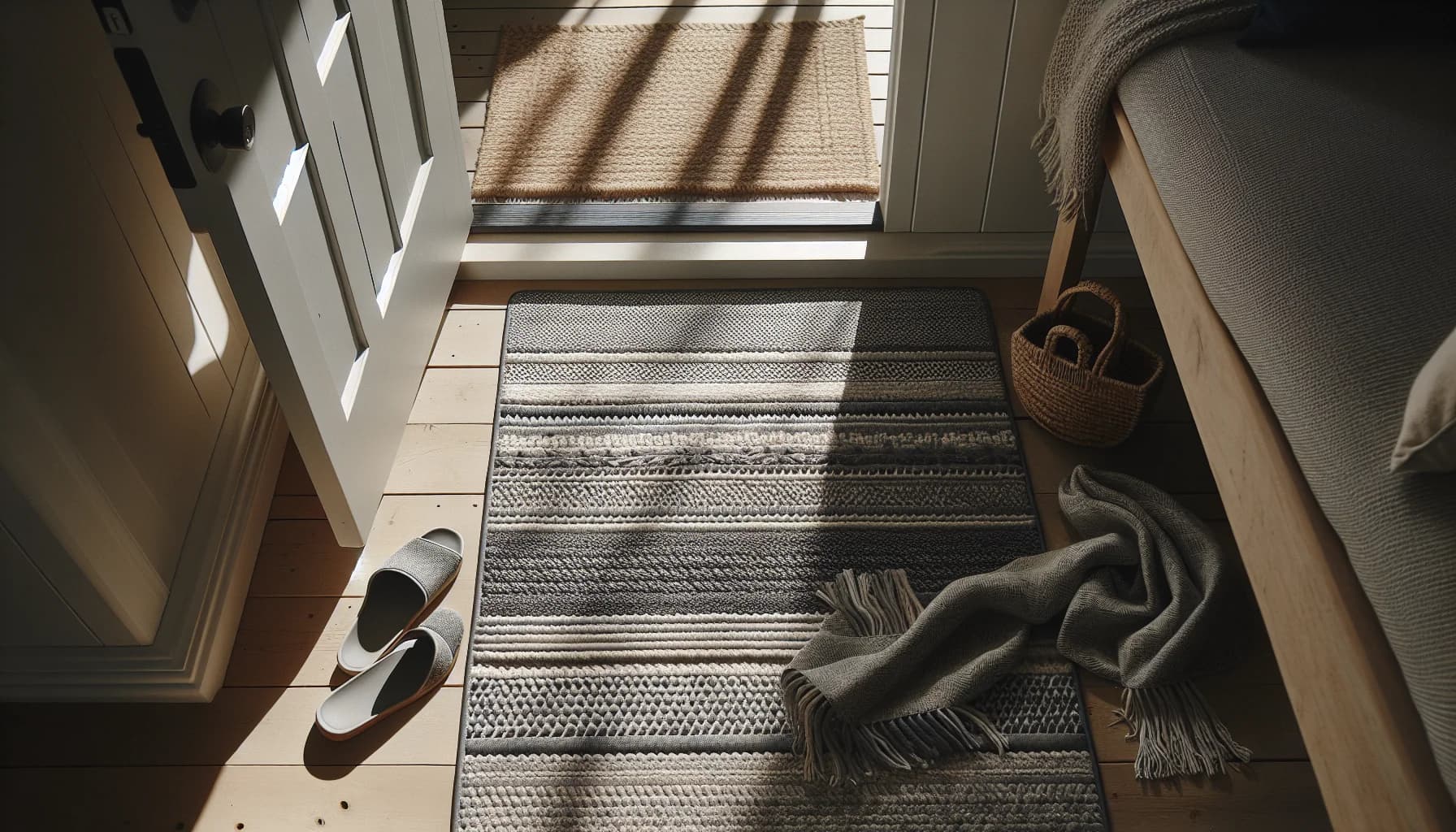 Närbild på slitstark polypropen-utematta vid entré